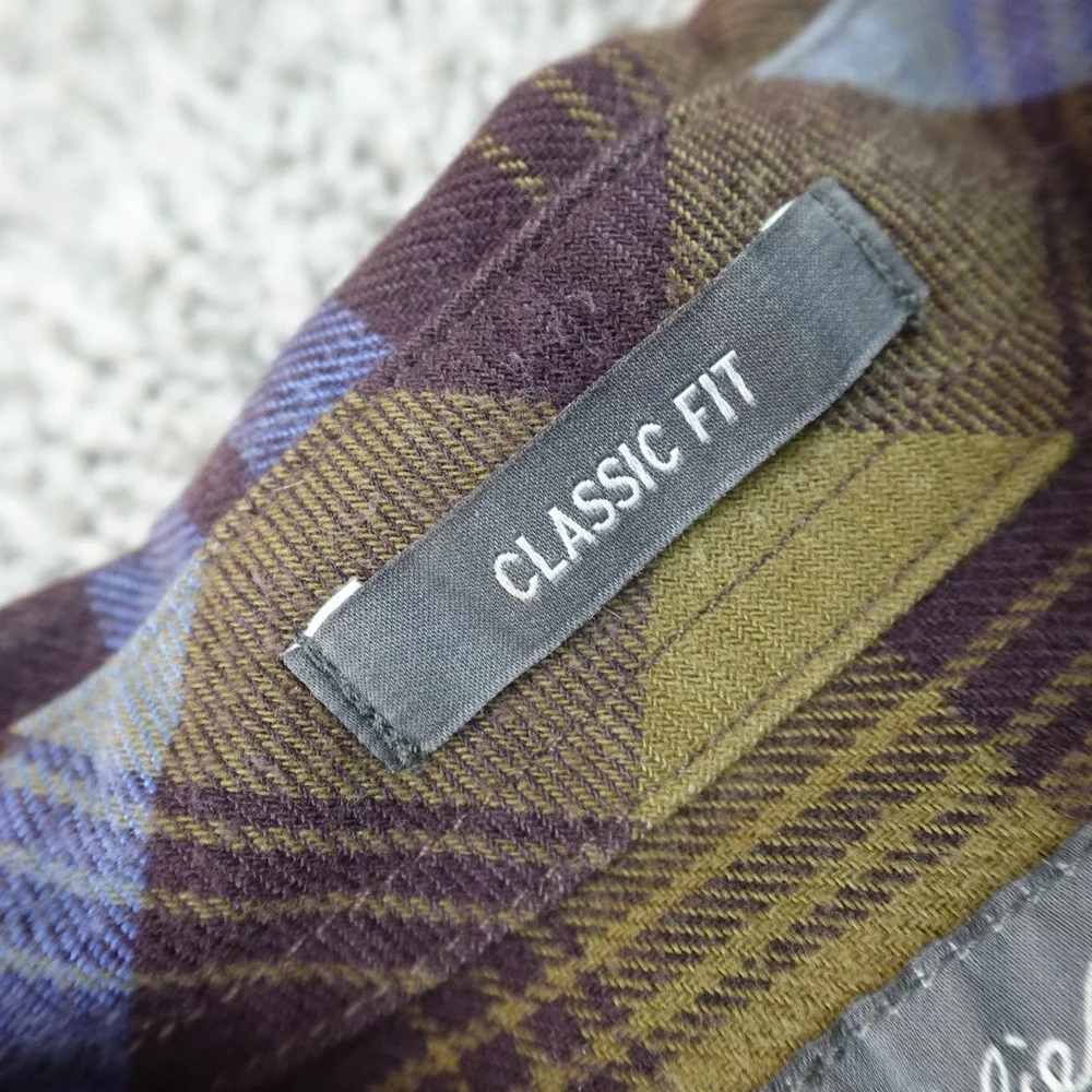 Eddie Bauer Shirt Mens S Blue Brown Plaid Flannel Button Up Long Sleeve Outdoor